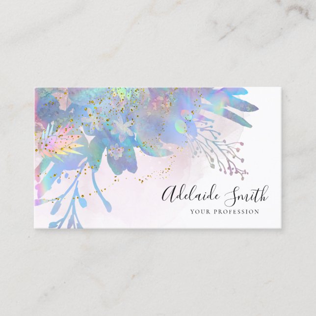 elegant watercolor bouquet business card (Front)