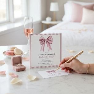 Elegant Watercolor Bow Bachelorette Party Card