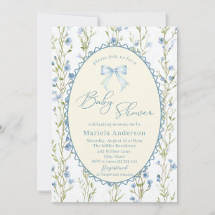 Elegant Watercolor bow grandmillenial vintage Bab Invitation