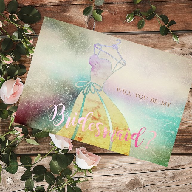 Elegant, Watercolor  Bride Dress Bridesmaid Card (Creator Uploaded)