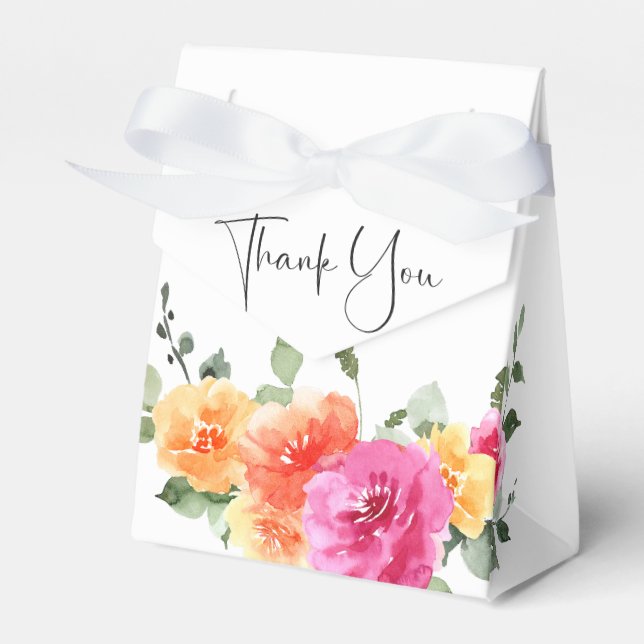 Elegant Watercolor Bright Flower Bridal Shower Favour Box (Front Side)
