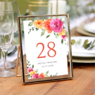 Elegant Watercolor Bright Pink Flowers Wedding Invitation