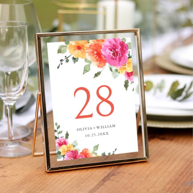 Elegant Watercolor Bright Pink Flowers Wedding Invitation (Creator Uploaded)