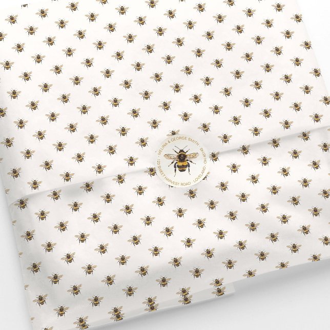 Elegant Watercolor Bumblebee Pattern Tissue Paper (Watercolor bumblebee tissue paper. Bee gift wrap, business packaging.)