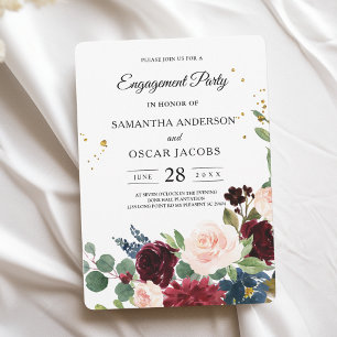 Elegant Watercolor Burgundy Blush & Gold Drops Invitation