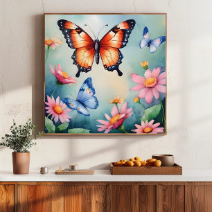 Elegant Watercolor Butterflies Art Print 