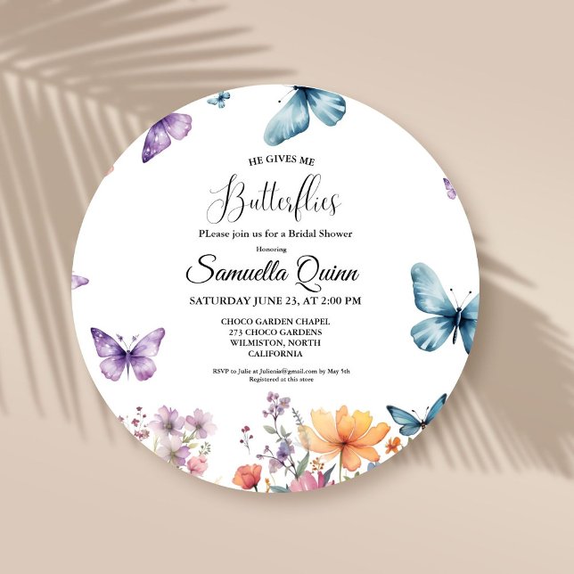 Elegant Watercolor Butterflies Bridal Shower Invitation (Creator Uploaded)