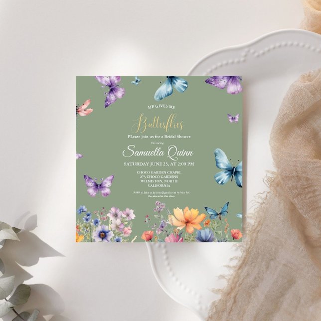 Elegant Watercolor Butterflies Bridal Shower Invitation (Creator Uploaded)
