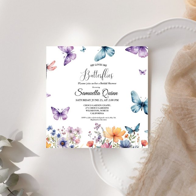 Elegant Watercolor Butterflies Bridal Shower Invitation (Creator Uploaded)