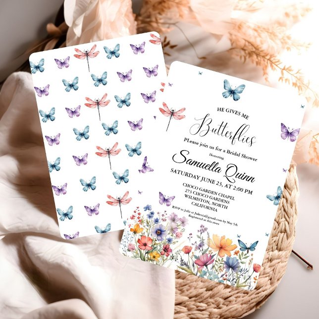 Elegant Watercolor Butterflies Bridal Shower Invitation (Creator Uploaded)