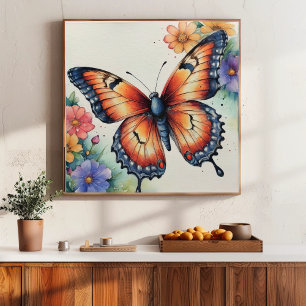 Elegant Watercolor Butterflies Nature Inspired  Poster