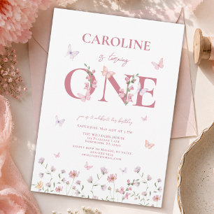 Elegant Watercolor Butterfly First Birthday Invitation