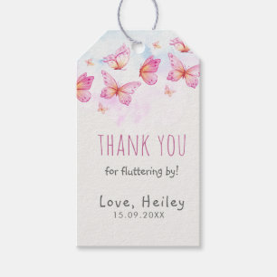 Elegant Watercolor Butterfly Girl 1st Birthday Gift Tags
