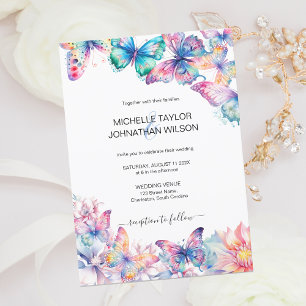 Elegant Watercolor Butterfly Wildflower Colourful Invitation