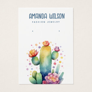 Elegant watercolor Cactus earring display card