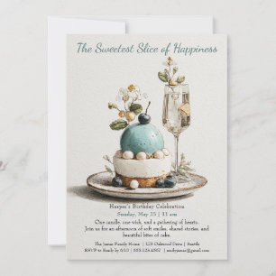 Elegant Watercolor Cake Birthday Invitation