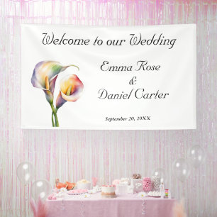 Elegant Watercolor Calla Lilies Romantic Floral Banner