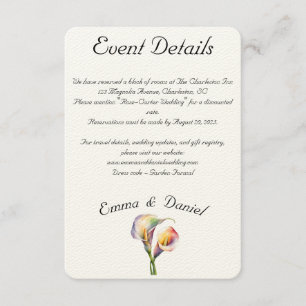 Elegant Watercolor Calla Lilies Romantic Floral Enclosure Card