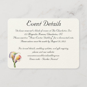Elegant Watercolor Calla Lilies Romantic Floral Enclosure Card