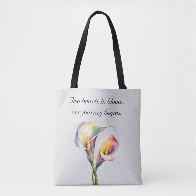 Elegant Watercolor Calla Lilies Romantic Floral Tote Bag (Front)