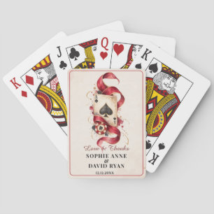 Elegant Watercolor Casino Night Burgundy Wedding Playing Cards