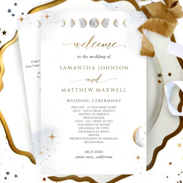 Elegant Watercolor Celestial Wedding Program (Creator Uploaded)