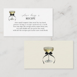 Elegant Watercolor Champagne Coupe Black Bow Brida Enclosure Card