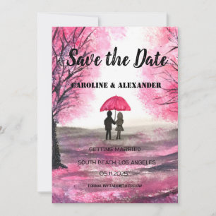 Elegant Watercolor Cherry blossom Sakura Wedding  Save The Date