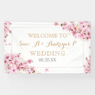 Elegant Watercolor Cherry Blossom Spring Wedding  Banner