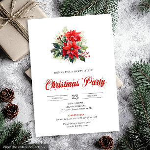 Elegant Watercolor Christmas Bouquet Holiday  Invitation