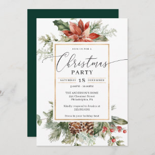 Elegant Watercolor Christmas Christmas Party Invitation