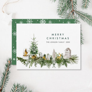 Elegant Watercolor Christmas Composition Greeting Holiday Card