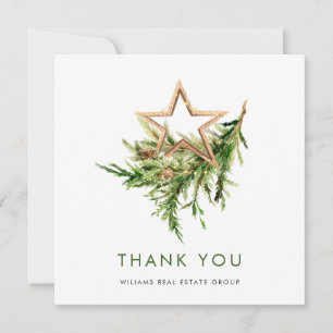 Elegant Watercolor Christmas Corporate Holiday Thank You Card