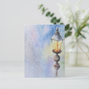 Elegant Watercolor Christmas Lamp Postcard