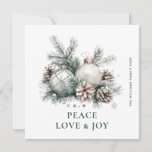 Elegant Watercolor Christmas Ornament Greeting Holiday Card