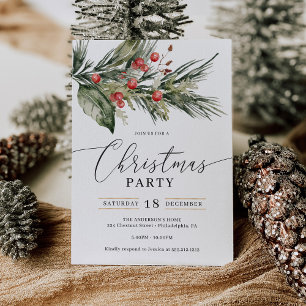 Elegant Watercolor Christmas Party Invitation