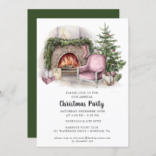 Elegant Watercolor Christmas Party Invitation
