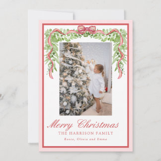 Elegant Watercolor Christmas Photo Card