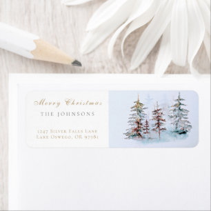 Elegant Watercolor Christmas Pine Return Address Label