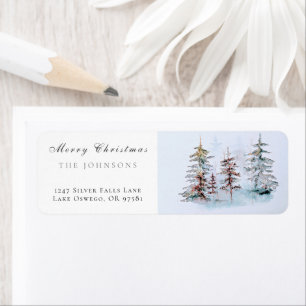 Elegant Watercolor Christmas Pine Return Address Label