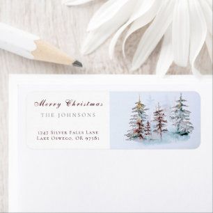 Elegant Watercolor Christmas Pine Return Address Return Address Label