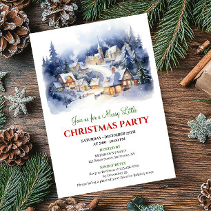Elegant watercolor Christmas scene holiday party  Invitation