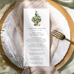 Elegant Watercolor Christmas Tree Christmas Dinner Menu