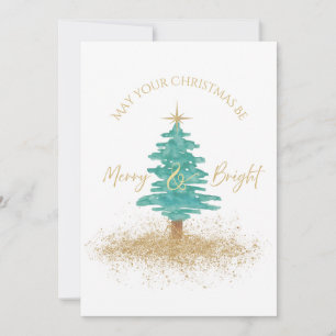 Elegant Watercolor Christmas Tree Holiday Card