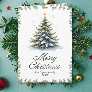 Elegant Watercolor Christmas Tree Holiday Card