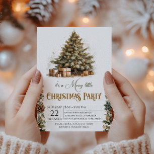 Elegant Watercolor Christmas Tree Holiday Party Invitation