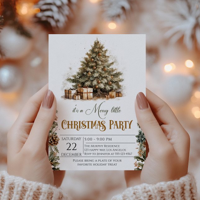 Elegant Watercolor Christmas Tree Holiday Party  Invitation (Creator Uploaded)