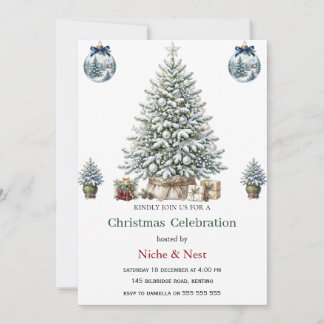 Elegant Watercolor Christmas Tree Invitation