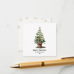 Elegant Watercolor Christmas Tree Non-Photo Enclosure Card