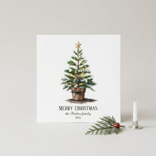 Elegant Watercolor Christmas Tree Non-Photo Holiday Postcard